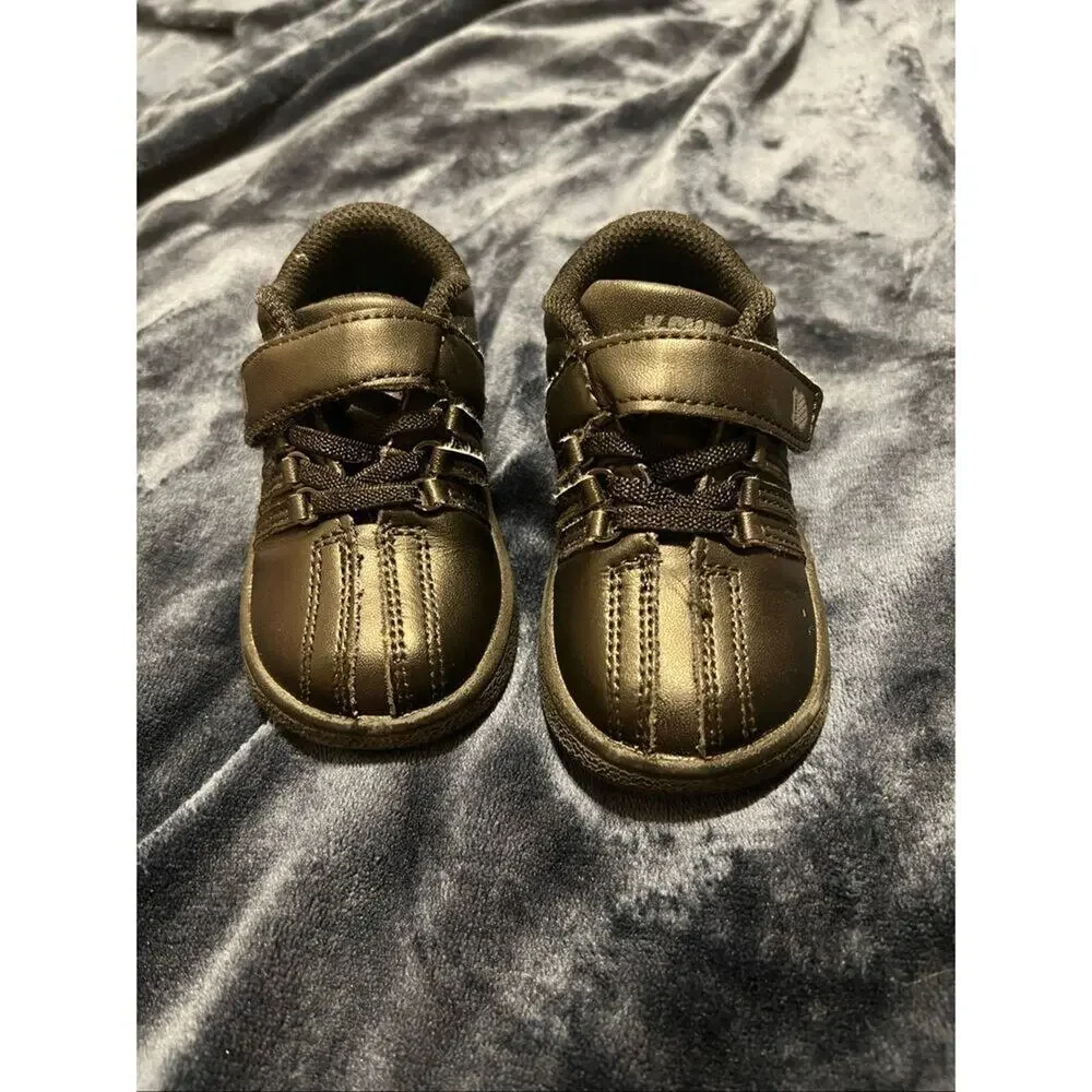 K-Swiss Toddler Size 4 Black Uniform School Shoes Hook & Loop Sneakers EUC